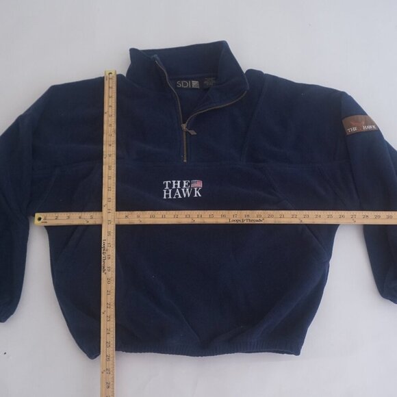 Vintage '90S SDI Military The Hawk Navy Half Zip Fleece Pullover Sweater XL - Picture 3 of 10